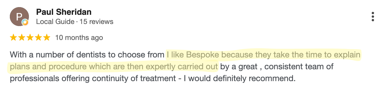 Five star Google review from Paul Sheridan